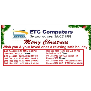 ETC Xmas & New Year Open Hours 2025/2026